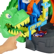 Imagine HOT WHEELS CITY SET DE JOACA GARAJ T REX SUPREM CU 2 MASINUTE INCLUSE 