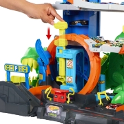 Imagine HOT WHEELS CITY SET DE JOACA GARAJ T REX SUPREM CU 2 MASINUTE INCLUSE 