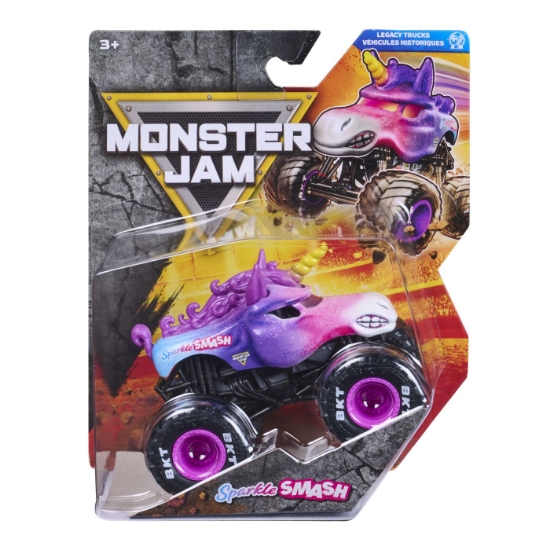 Imagine MONSTER JAM LEGACY TRUCKS MASINUTA METALICA SPARKLE SMASH SCARA 1 LA 64