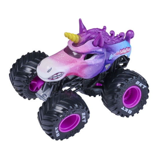 Imagine MONSTER JAM LEGACY TRUCKS MASINUTA METALICA SPARKLE SMASH SCARA 1 LA 64