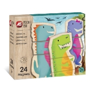 Imagine CUTIE UNIVERSUL DINOZAURILOR CU 24 PIESE DIN LEMN SI MAGNETICE