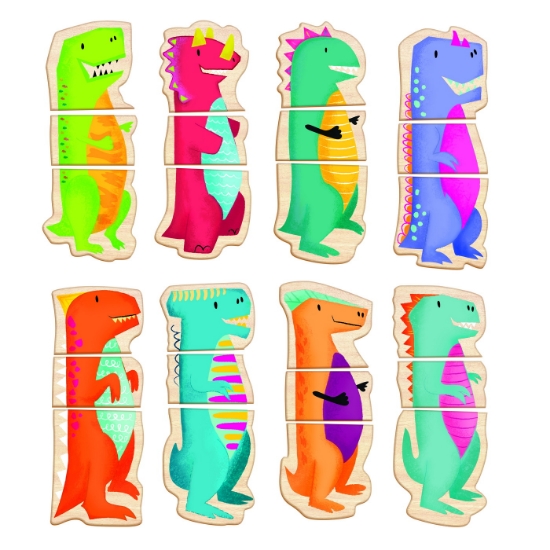 Imagine CUTIE UNIVERSUL DINOZAURILOR CU 24 PIESE DIN LEMN SI MAGNETICE