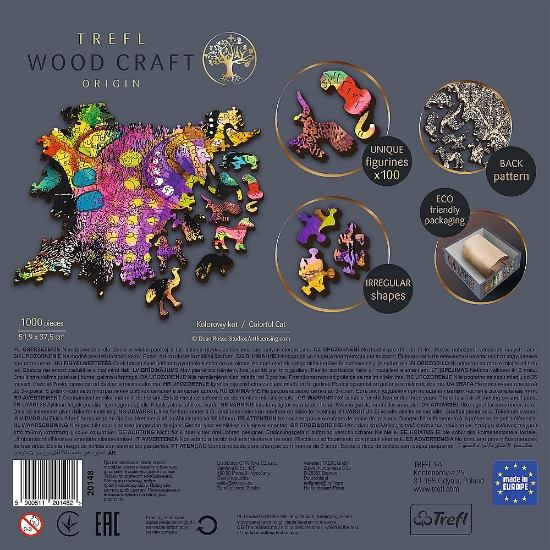 Imagine PUZZLE TREFL DIN LEMN 1000 PIESE PISICUTA COLORATA