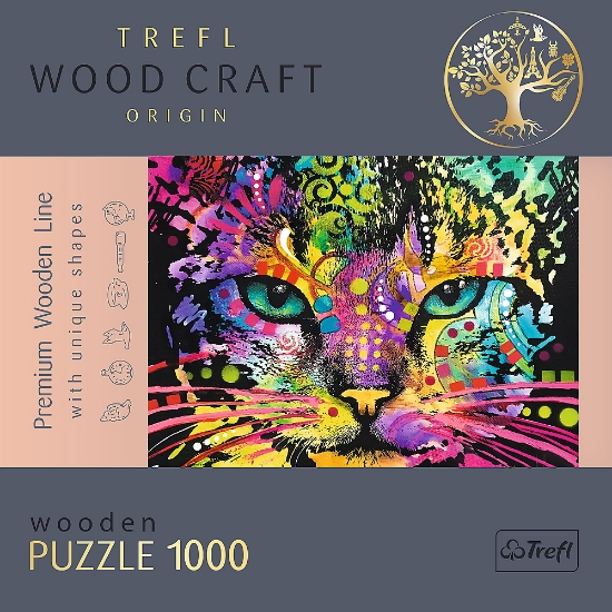 Imagine PUZZLE TREFL DIN LEMN 1000 PIESE PISICUTA COLORATA