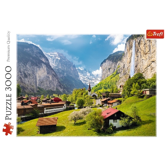 Imagine PUZZLE TREFL 3000 ORASUL LAUTERBRUNNEN ELVETIA